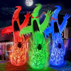 12FT Halloween Inflatables Decoration Giant Ghost with 3-Colored Flame Rotation LED Light Spooky Halloween Decorations Outdoor Blow Up Yard Decor
