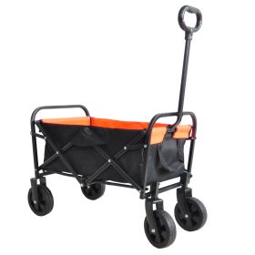 Mini Folding Wagon Garden Cart Shopping Cart Outdoor Camper Wagon Tools Cart (Color: Orange)