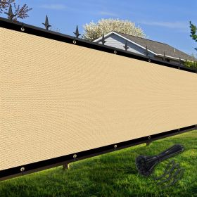 Artpuch Privacy Fence Screen Sand Customized Outdoor Mesh Panels for Backyard, Balcony,Patio,Construction Site with Zip Ties (Color: Sand, size: 5x23 ft)