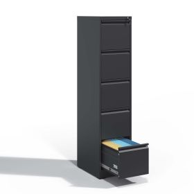 5 Drawer Metal Vertical File Cabinet with Lock Office Home Steel Vertical File Cabinet for A4 Legal/Letter Size (Color: as Pic)