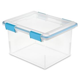 32 Quart Gasket Box, Weather-Resistant Clear Storage Bin with Lid, Blue (Pack Size: 1 Pack)